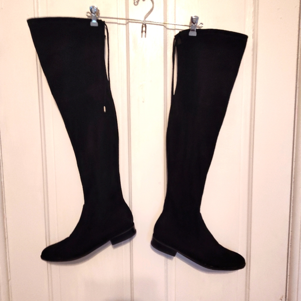 Over-the-Knee Black Suede Women's Boots - Picture 2 of 5